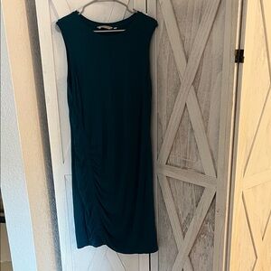 Athleta Teal Sleeveless Midi Dress with Side Ruching